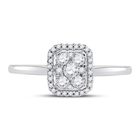 Radiant Brilliance: 10kt White Gold Womens Round Diamond Square Cluster Ring 1/3 Cttw - Splendid Jewellery