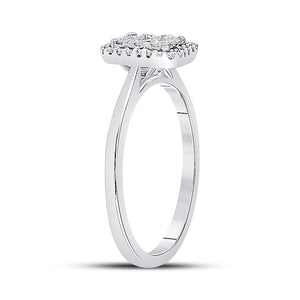 Radiant Brilliance: 10kt White Gold Womens Round Diamond Square Cluster Ring 1/3 Cttw - Splendid Jewellery