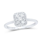 Radiant Brilliance: 10kt White Gold Womens Round Diamond Square Cluster Ring 1/3 Cttw Top View from Splendid Jewellery