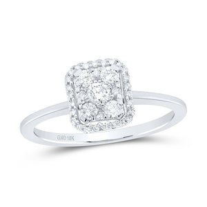 Radiant Brilliance: 10kt White Gold Womens Round Diamond Square Cluster Ring 1/3 Cttw - Splendid Jewellery