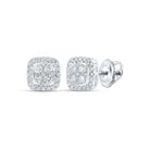 Radiant Brilliance: 10kt White Gold Womens Round Diamond Square Earrings 1/2 Cttw - Splendid Jewellery