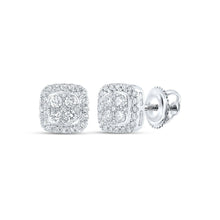 Load image into Gallery viewer, Radiant Brilliance: 10kt White Gold Womens Round Diamond Square Earrings 1/2 Cttw - Splendid Jewellery