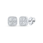 Radiant Brilliance: 10kt White Gold Womens Round Diamond Square Earrings 1/2 Cttw - Splendid Jewellery