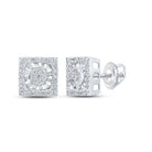 Radiant Brilliance: 10kt White Gold Womens Round Diamond Square Earrings 1/2 Cttw - Splendid Jewellery
