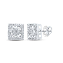 Load image into Gallery viewer, Radiant Brilliance: 10kt White Gold Womens Round Diamond Square Earrings 1/2 Cttw - Splendid Jewellery