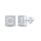 Radiant Brilliance: 10kt White Gold Womens Round Diamond Square Earrings 1/2 Cttw - Splendid Jewellery