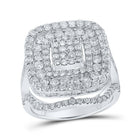 Radiant Brilliance: 10kt White Gold Womens Round Diamond Square Ring 2 - 3/4 Cttw - Splendid Jewellery