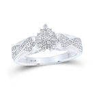 Radiant Brilliance: 10kt White Gold Womens Round Diamond Tear Cluster Ring 1/4 Cttw - Splendid Jewellery