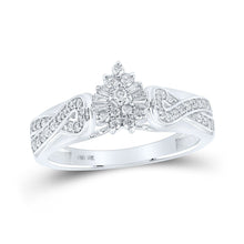 Load image into Gallery viewer, Radiant Brilliance: 10kt White Gold Womens Round Diamond Tear Cluster Ring 1/4 Cttw - Splendid Jewellery