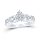 Radiant Brilliance: 10kt White Gold Womens Round Diamond Tear Cluster Ring 1/4 Cttw - Splendid Jewellery