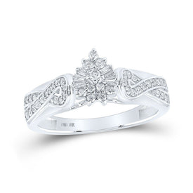 Radiant Brilliance: 10kt White Gold Womens Round Diamond Tear Cluster Ring 1/4 Cttw - Splendid Jewellery