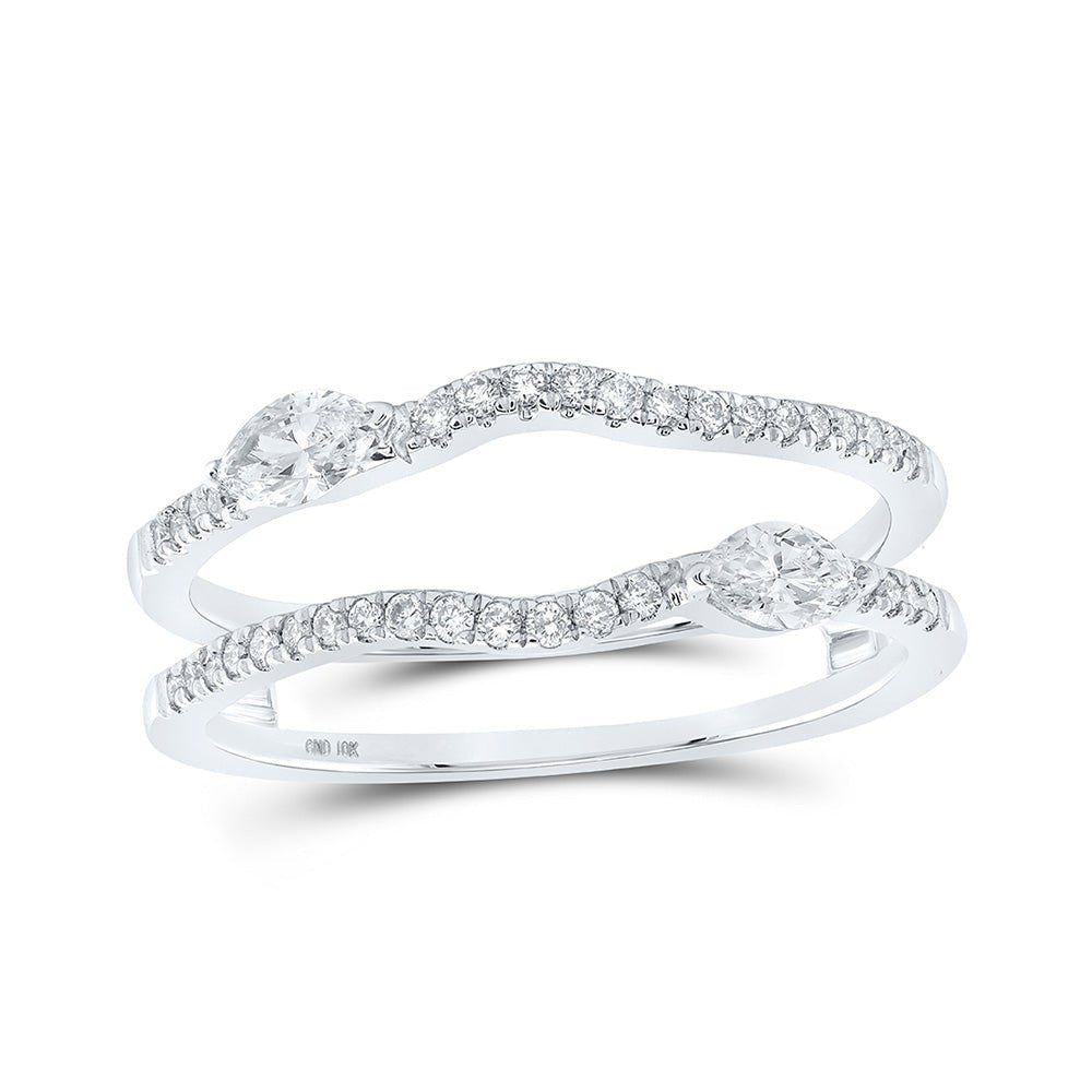 Radiant Brilliance: 10kt White Gold Womens Round Diamond Wrap Enhancer Wedding Band 3/8 Cttw - Splendid Jewellery