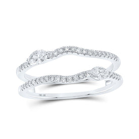 Radiant Brilliance: 10kt White Gold Womens Round Diamond Wrap Enhancer Wedding Band 3/8 Cttw - Splendid Jewellery