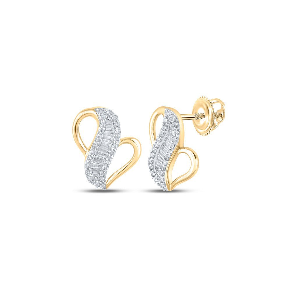 Radiant Brilliance: 10kt Yellow Gold Baguette Diamond Elegance Earrings - Splendid Jewellery