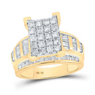 Radiant Brilliance: 10kt Yellow Gold Diamond Cluster Bridal Wedding Ring - Splendid Jewellery