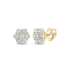 Radiant Brilliance: 10kt Yellow Gold Diamond Cluster Earrings - Splendid Jewellery
