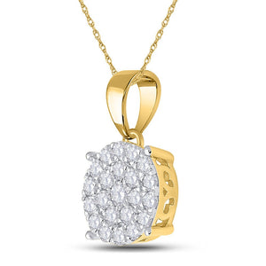 Radiant Brilliance: 10kt Yellow Gold Diamond Cluster Pendant - 2 Cttw - Splendid Jewellery