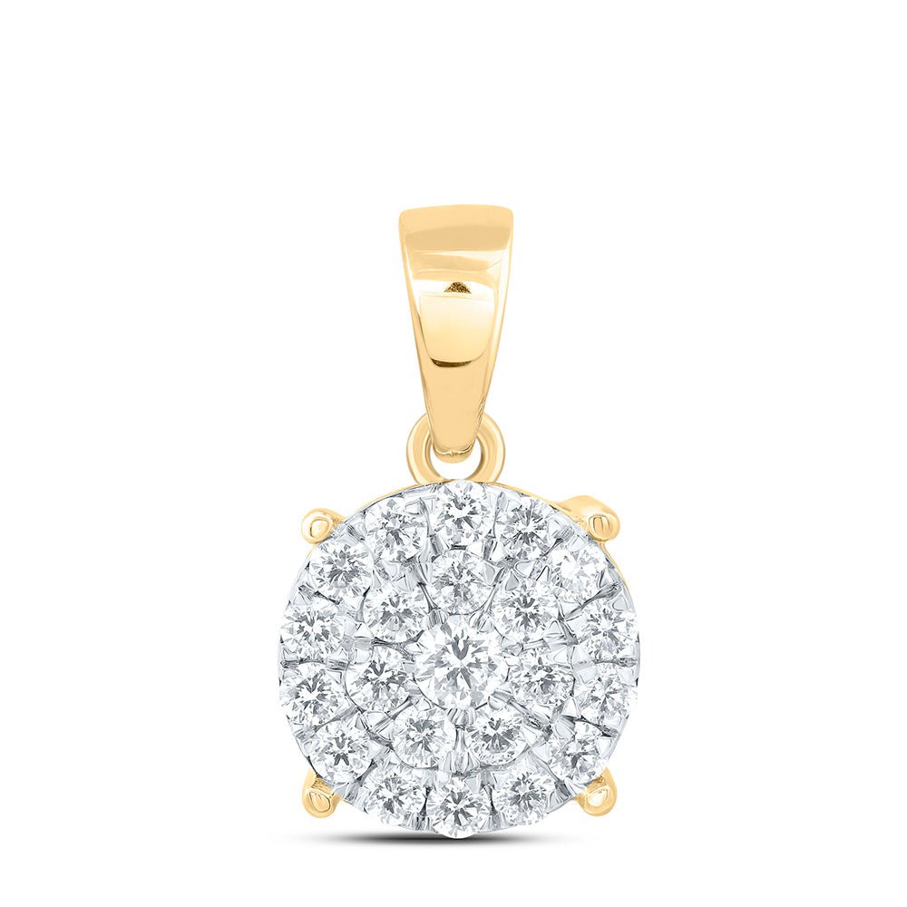 Radiant Brilliance: 10kt Yellow Gold Diamond Cluster Pendant - 2 Cttw - Splendid Jewellery