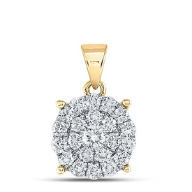 Radiant Brilliance: 10kt Yellow Gold Diamond Cluster Pendant - Splendid Jewellery