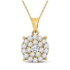 Radiant Brilliance: 10kt Yellow Gold Diamond Cluster Pendant - Splendid Jewellery