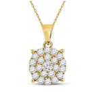 Radiant Brilliance: 10kt Yellow Gold Diamond Cluster Pendant - Splendid Jewellery