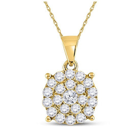 Radiant Brilliance: 10kt Yellow Gold Diamond Cluster Pendant - Splendid Jewellery