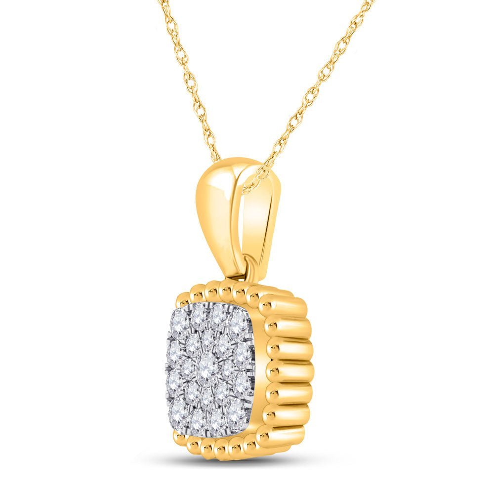 Radiant Brilliance: 10kt Yellow Gold Diamond Cluster Pendant - Splendid Jewellery