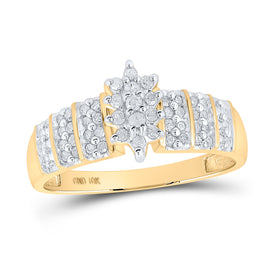 Radiant Brilliance: 10kt Yellow Gold Diamond Cluster Ring - Top View