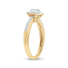Load image into Gallery viewer, Radiant Brilliance 10kt Yellow Gold Diamond Cluster Ring product Side View from Splendid Jewellery