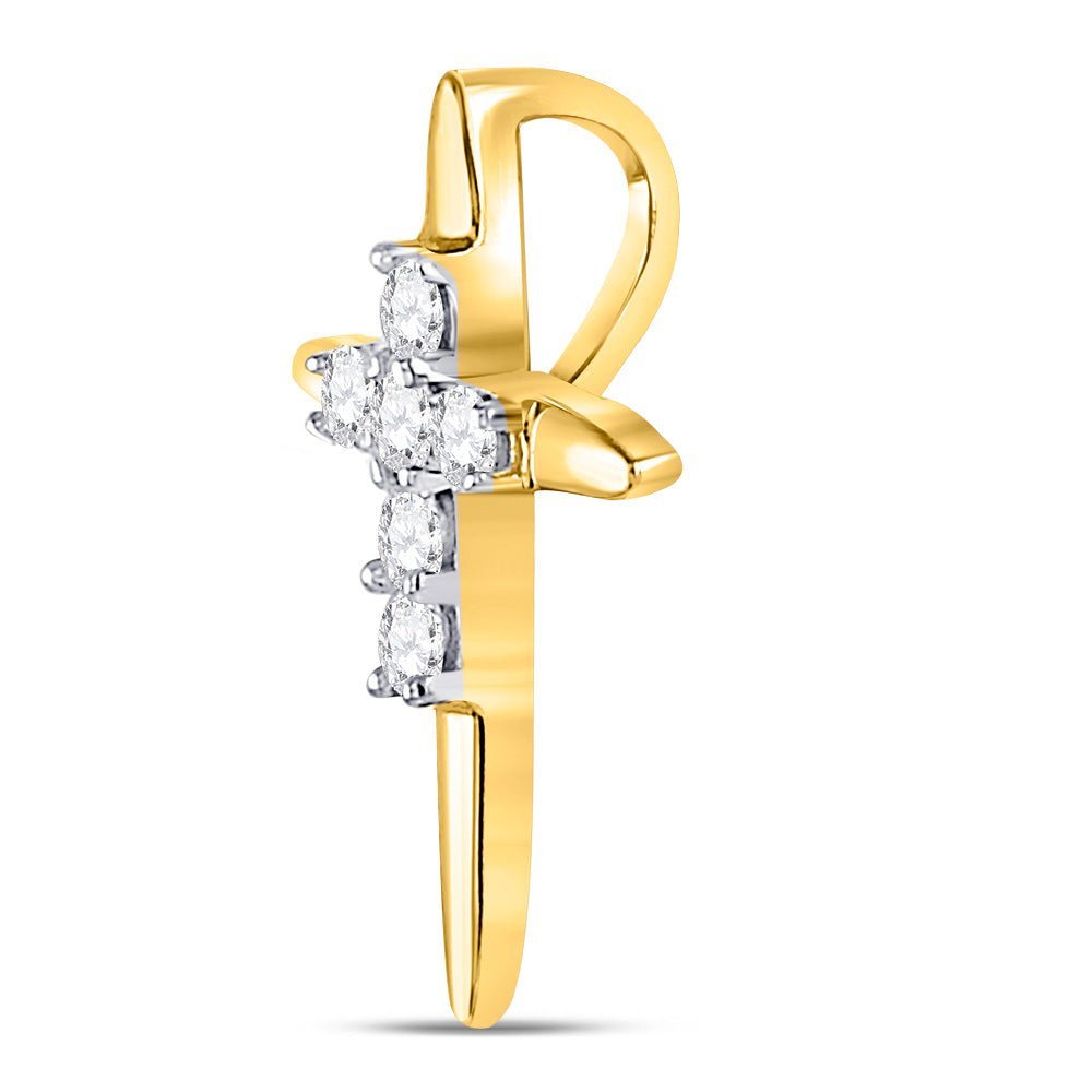 Radiant Brilliance: 10kt Yellow Gold Diamond Cross Pendant - Splendid Jewellery