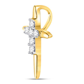 Radiant Brilliance: 10kt Yellow Gold Diamond Cross Pendant - Splendid Jewellery