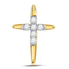 Radiant Brilliance: 10kt Yellow Gold Diamond Cross Pendant - Splendid Jewellery