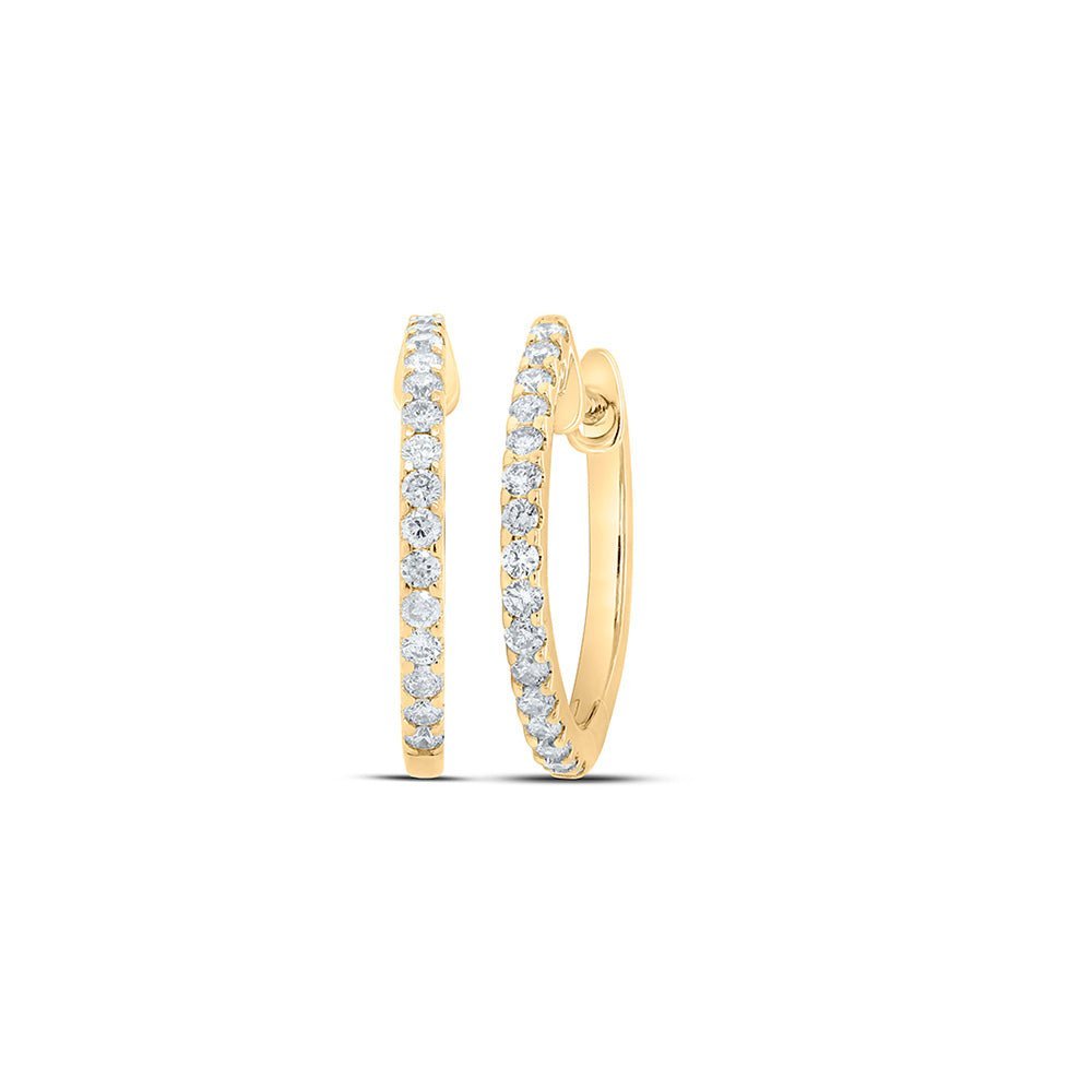 Radiant Brilliance: 10kt Yellow Gold Diamond Hoop Earrings - Splendid Jewellery