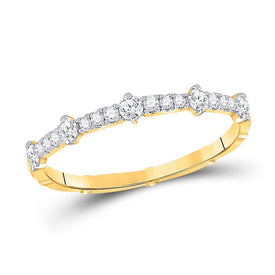 Radiant Brilliance: 10kt Yellow Gold Diamond Stackable Band Ring - Splendid Jewellery