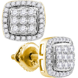 Radiant Brilliance: 10kt Yellow Gold Square Diamond Earrings - Splendid Jewellery