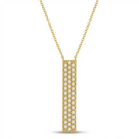 Radiant Brilliance: 10kt Yellow Gold Womens Diamond Bar Necklace - Splendid Jewellery