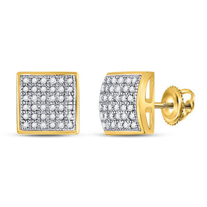 Radiant Brilliance: 10kt Yellow Gold Women's Diamond Square Cluster Earrings - Splendid Jewellery