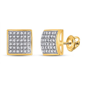 Radiant Brilliance: 10kt Yellow Gold Women's Diamond Square Cluster Earrings product  Top View from Splendid Jewellery