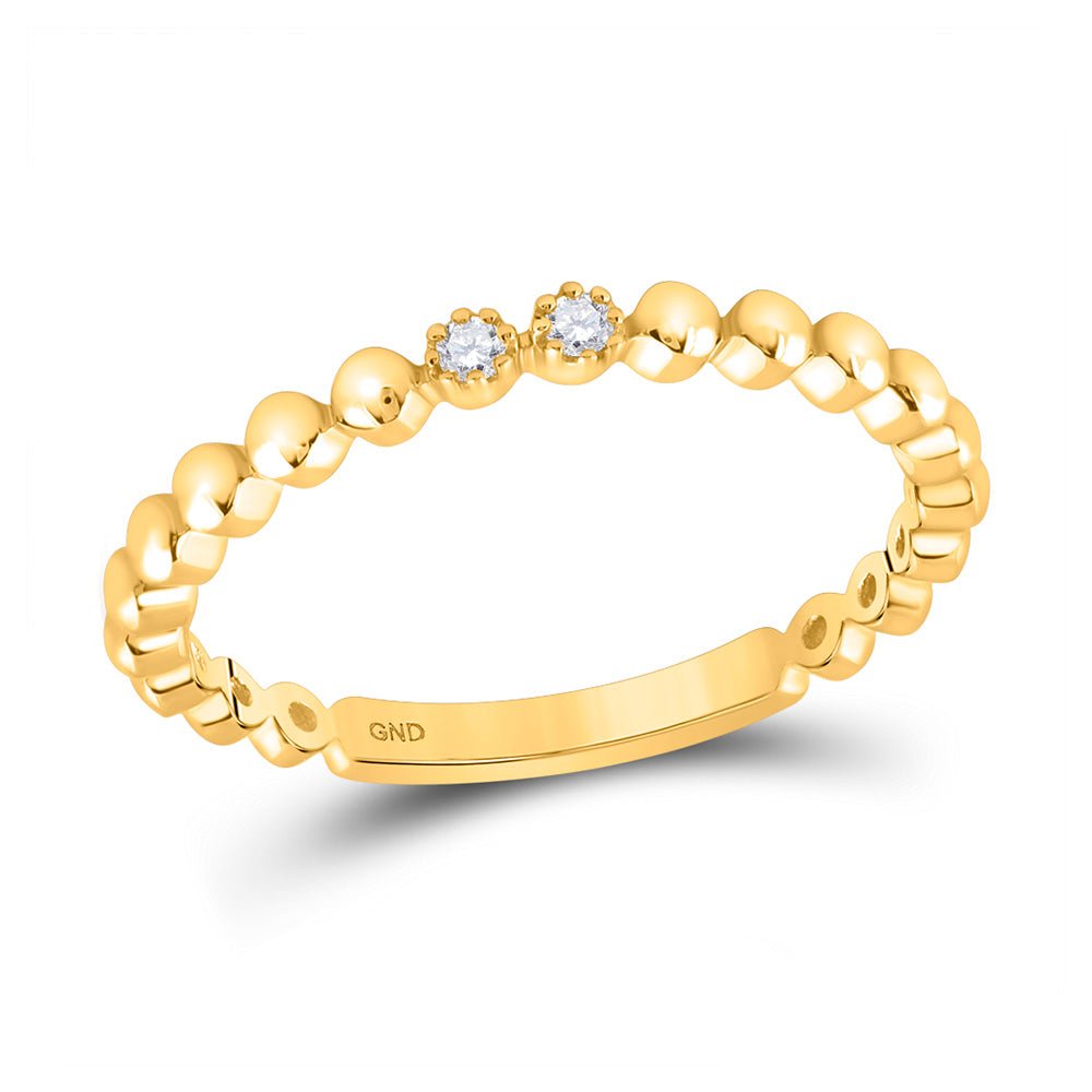 Radiant Brilliance: 10kt Yellow Gold Womens Round Diamond 2 - Stone Stackable Band Ring - Splendid Jewellery
