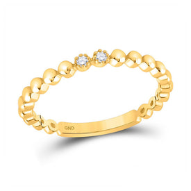 Radiant Brilliance: 10kt Yellow Gold Womens Round Diamond 2 - Stone Stackable Band Ring - Splendid Jewellery