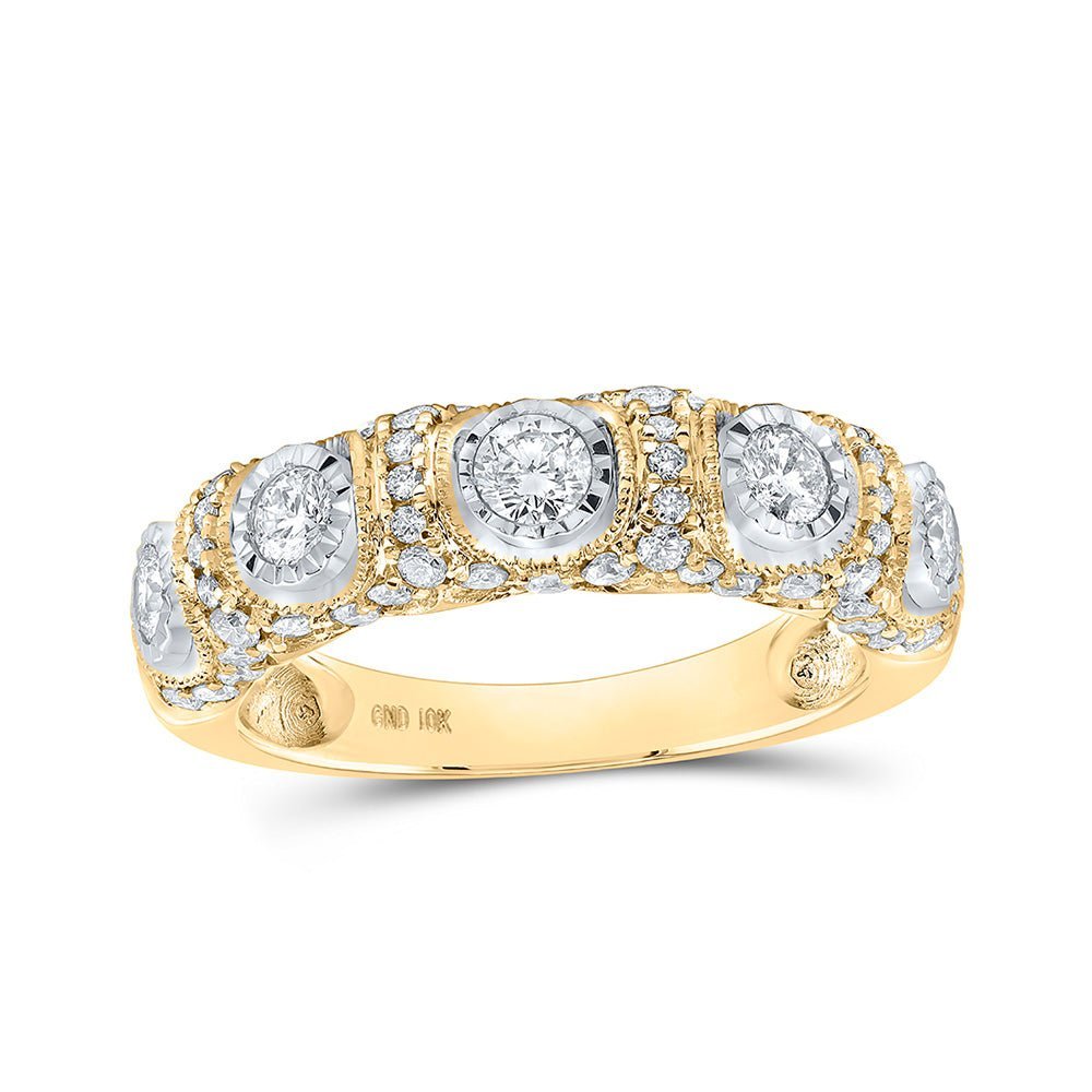 Radiant Brilliance | 10kt Yellow Gold Women's Round Diamond Band Ring 1 Cttw | Splendid Jewellery - Splendid Jewellery