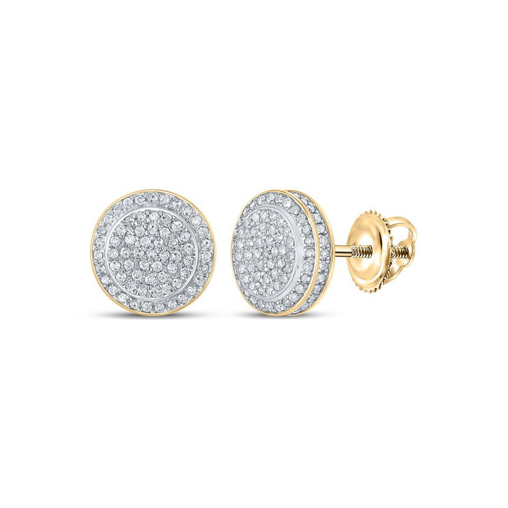 Radiant Brilliance: 10kt Yellow Gold Women's Round Diamond Circle Earrings - Splendid Jewellery