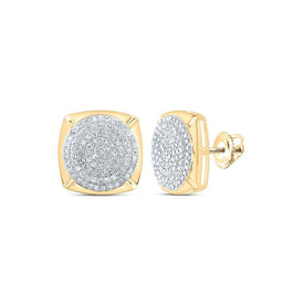 Radiant Brilliance: 10kt Yellow Gold Womens Round Diamond Cluster Earrings 1 Cttw - Splendid Jewellery