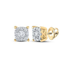 Radiant Brilliance: 10kt Yellow Gold Womens Round Diamond Cluster Earrings 1/2 Cttw - Splendid Jewellery