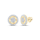 Radiant Brilliance: 10kt Yellow Gold Womens Round Diamond Cluster Earrings 1/4 Cttw - Splendid Jewellery