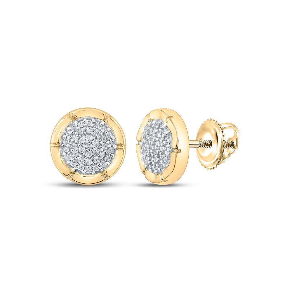 Radiant Brilliance: 10kt Yellow Gold Womens Round Diamond Cluster Earrings 1/5 Cttw - Splendid Jewellery