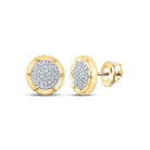 Radiant Brilliance: 10kt Yellow Gold Womens Round Diamond Cluster Earrings 1/5 Cttw - Splendid Jewellery