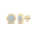Radiant Brilliance: 10kt Yellow Gold Womens Round Diamond Cluster Earrings 1/5 Cttw - Splendid Jewellery