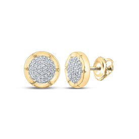 Radiant Brilliance: 10kt Yellow Gold Womens Round Diamond Cluster Earrings 1/5 Cttw - Splendid Jewellery