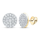 Radiant Brilliance: 10kt Yellow Gold Womens Round Diamond Cluster Earrings - Splendid Jewellery
